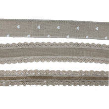 Wholesale Hemp linen Lace embroidered burlap roll 100% jute fabric linen ribbon for Home Textile decoration
